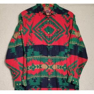 Cambridge Country Store Flannel Shirt XL Plaid Long Sleeve‎ Womens Western 0351